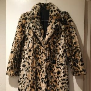 Love Token Stacey Faux Fur Leopard Coat